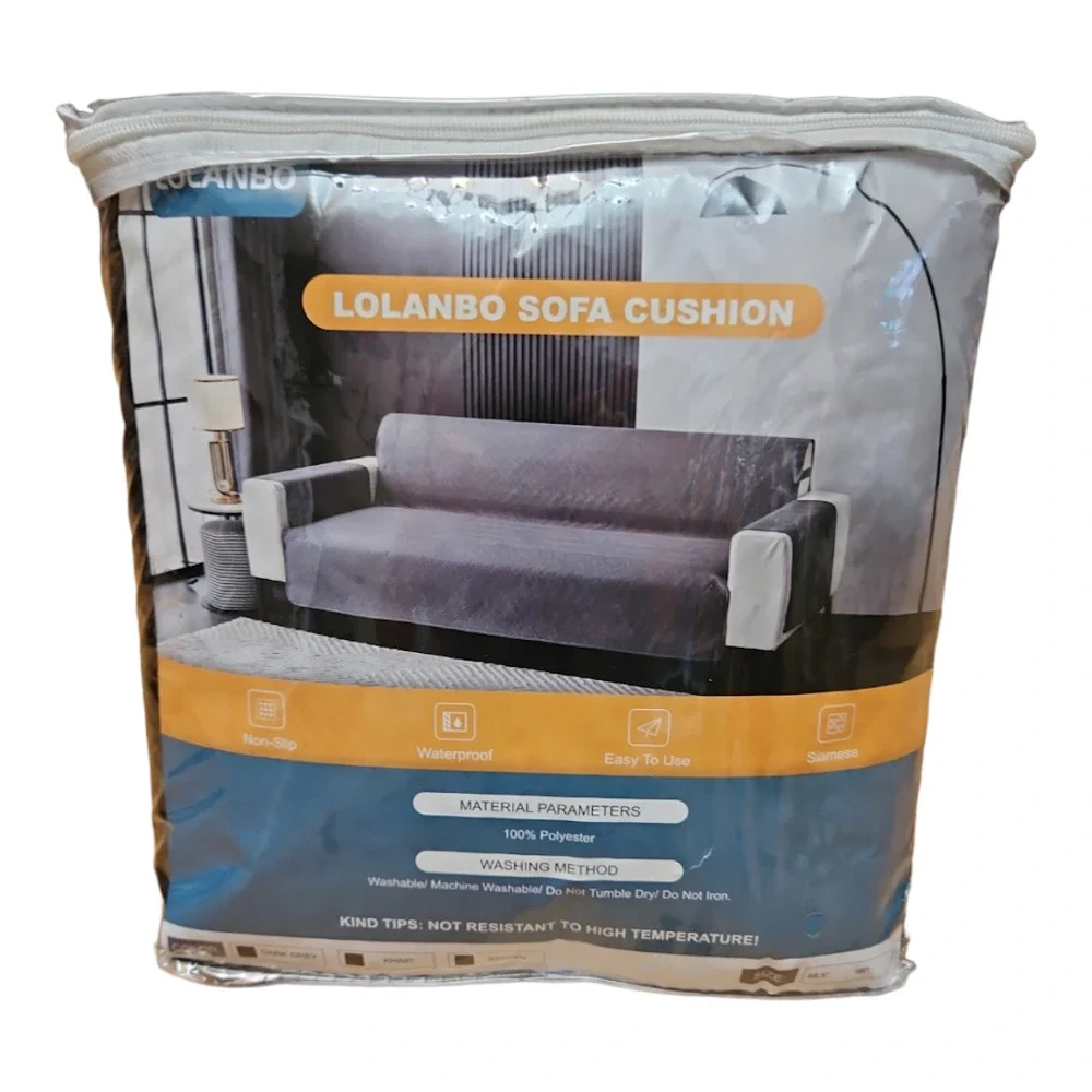 Dark Brown Sofa Slip Cover Waterproof Anti-Slip Cover with Elastic Strap LOLANBO